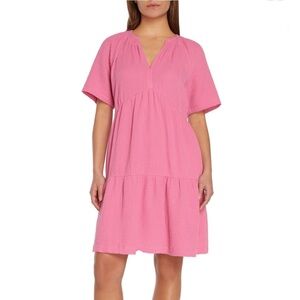 GAP Pink Smocked Gauze Midi Dress
